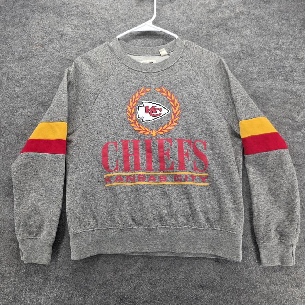 Kansas City Chiefs Sweatshirt Womens S Gray NFL Football Tailgate Pullover